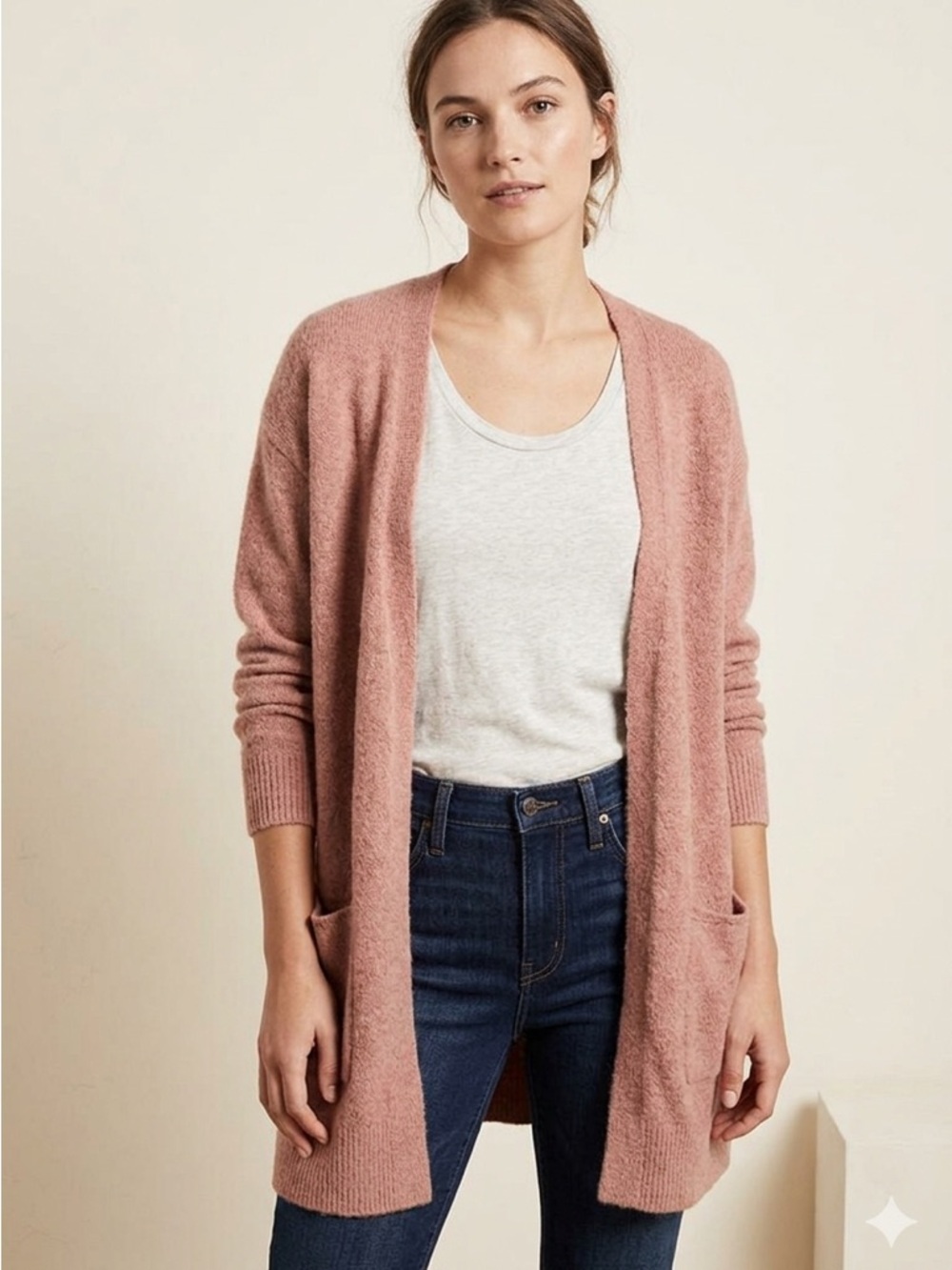 Madewell Kent Cardigan Large Coziest Yarn Merino Alpaca Pink